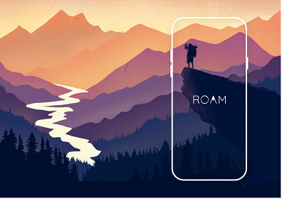 Roam - An app for trek enthusiast branding figma illustration logo design minimal mobile app service app user experience design