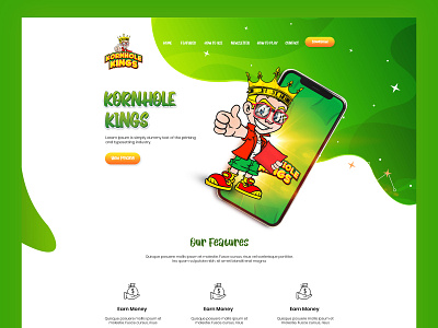 Website Design : Kornhole Game. app creative design game green ios website