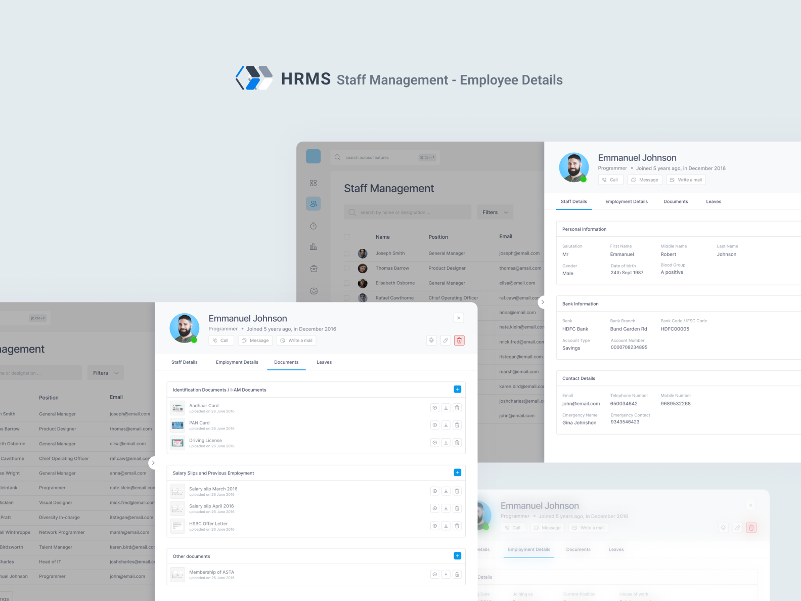 HRMS Staff Management and Employee Details by Yatish Kelkar on Dribbble