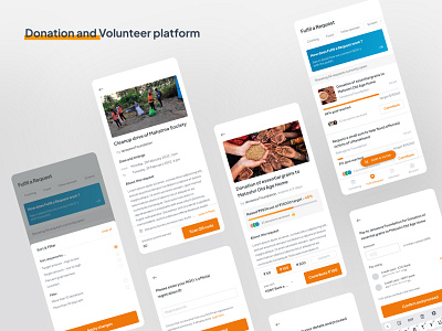 Donation and Volunteer platform app details donation flutter info list login mobile orange register search tags volunteer