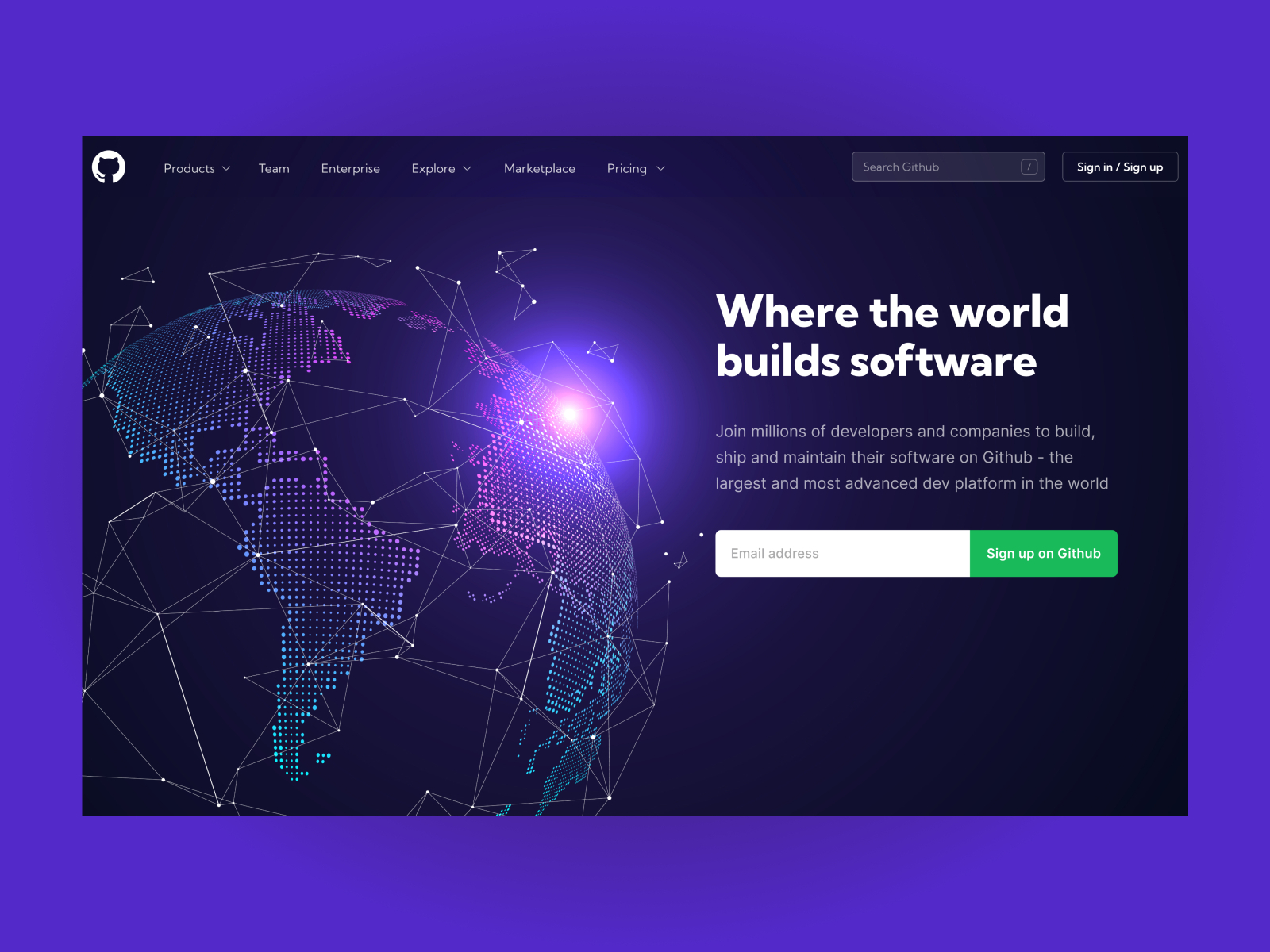 Github Landing page Redesign Concept by Yatish Kelkar on Dribbble