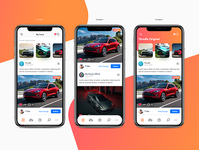 Mobile app design concept for car enthusiasts