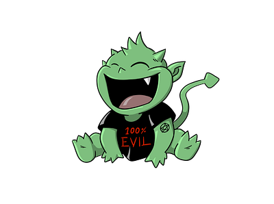 100% Evil adorable cute dangerous demon devil devils green illustration little monster satan
