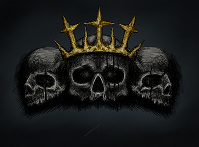 Skull Trinity brevity creepy crown death gold horror illustration king scary skeleton sketch skull skull art trinity