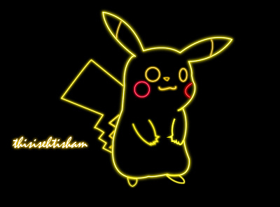 Pikachu in Neon Style animation app card design design illustration illustration art logo vector vector illustration vectorart