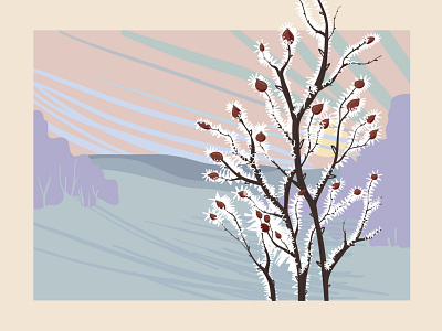 Hoarfrost Illustration digital illustration editorial hoarfrost illustration landscape vector illustration winter