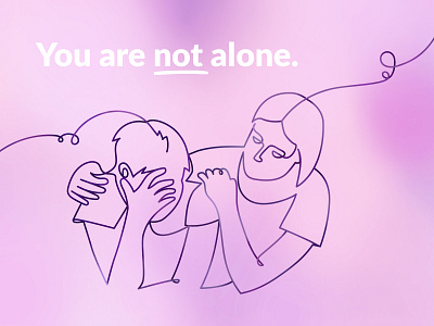 You are not alone. calmness connection illustration line line art listen phone phone cord poster design poster element psychotherapy purple support therapy