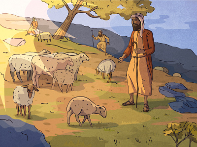 Annunciation to the shepherds adobe illustrator advent angels christmas illustration nativity postcard shepherds story vector vectorart