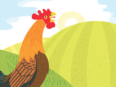 🌄 Good morning! 🌞 childrens book illustration digital illustration editorial illustration landscape morning rooster sun vector art vector illustration