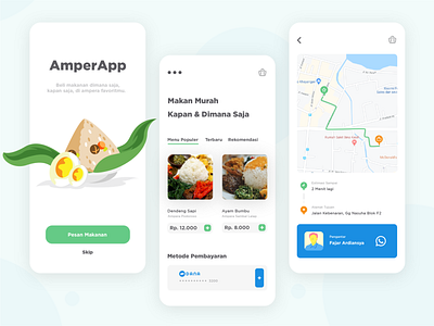 AmperaApp Cheap Food Delivery app application art design flat food illustration illustrator mobile mobile app mobile ui ui ux