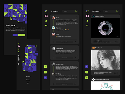 Artspace app abstract app art artspace black black and white dark mode dribbble graphic interface ios iphone logo mobile mobile app onboard ui ui ux web website