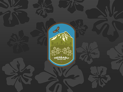 Merbabu National Park Logo Design adventure badge bird branding camp climbing darkmode eagle edelweiss flower green hawaii java jawa logo mountain nationalpark nature park tree
