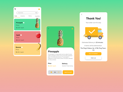 Grocery Mobile App appdesign behance colorful dribble figma food ui ux