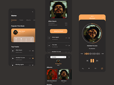 Music App - Dark Mode appdesign design dribble music ui ux