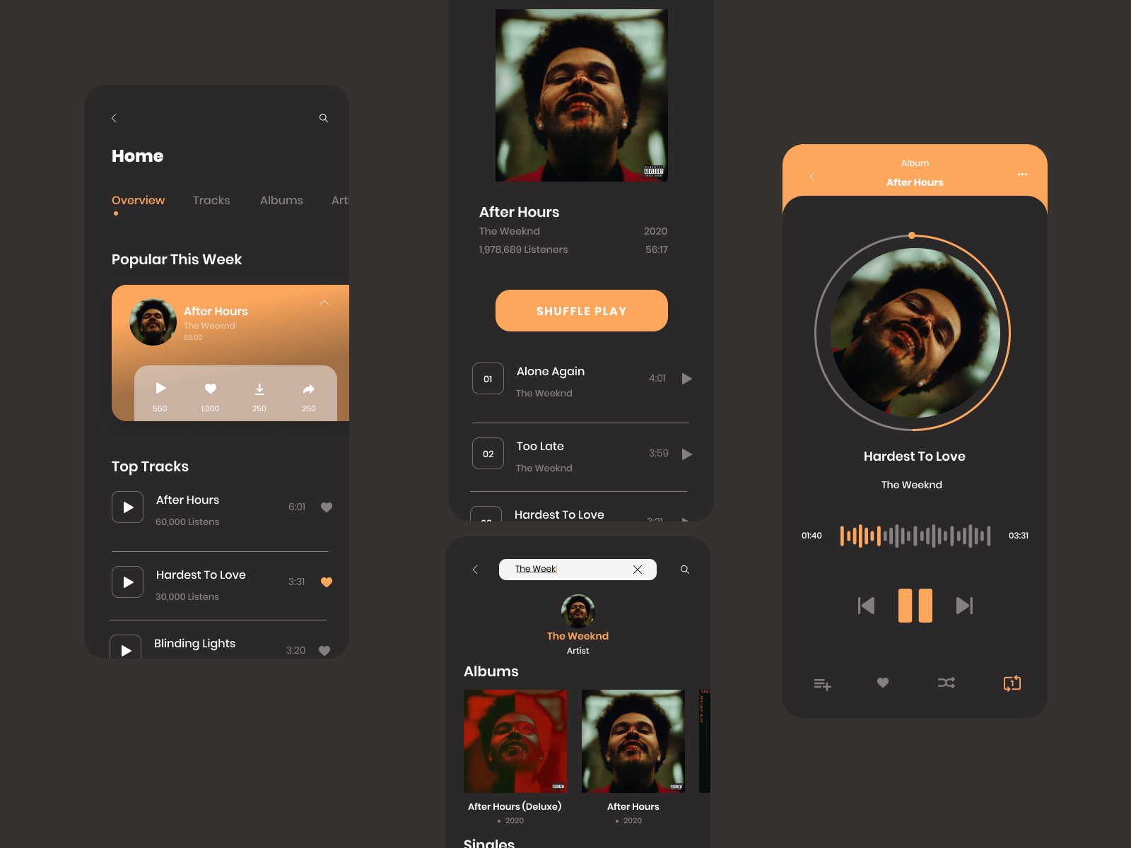 Music App - Dark Mode by Cynthia Ugwu on Dribbble