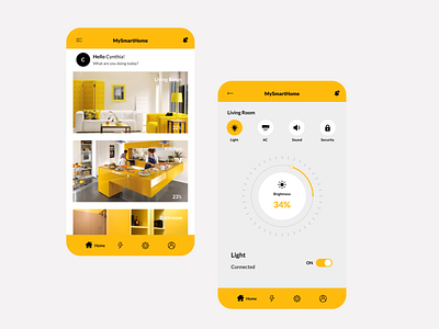 Smart Home App appdesign figma mobiledesign smarthome uiuxdesign yellow