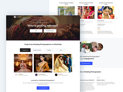 Wedding Photographers Landing Page on UrbanClap animation carousel content faq gallery interactive landing page seo web design