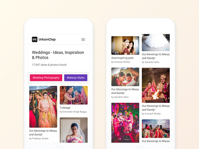 Wedding Ideas and Inspiration (on Mobile Web) clean filter gallery mobile neat qna ui ux visual design web