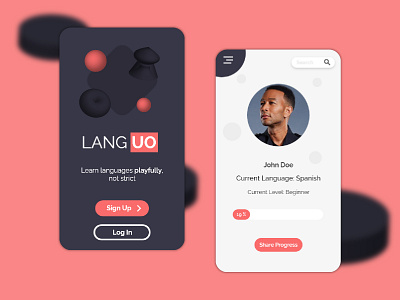 Language App Design 3d 3d modeling app app design application blender3d design learning app minimal mobile mobile app mobile ui red ui ux web design