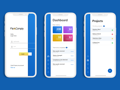 Flexcomply app UI app ui dashboard ux