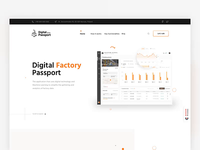 Digital Factory Passport - Landing Page aftereffects agency animation chart data digital factory figma landingpage minimal minimalist onepage onepager ui upwork webdesign