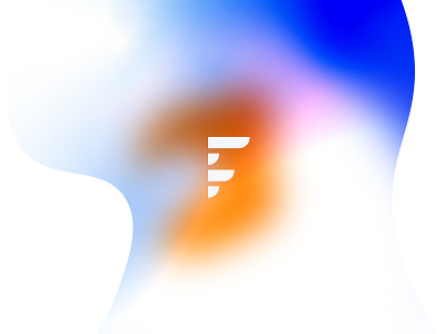 Blue and orange blue colors f gradient letter letter f logo logotype minimal orange