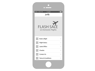 Flight Ticket Booking app Homepage Wire frame