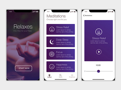 Relaxme Meditation iOS App iphonex