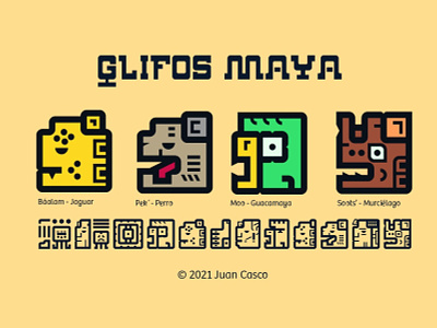 Maya Glyphs with color fonts geometric illustration maya typography