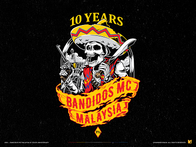 Bandidos MC Malaysia bandidos mc branding character design graphic design illustration skeleton skull vector