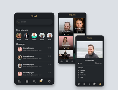 Chat Application - Dark Mode chat app dark app dark mode dark ui design dribble user experience user interface design userinterface