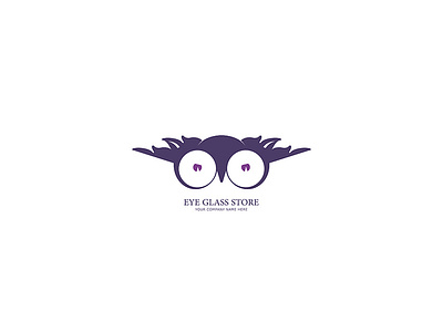 Eyeglasses store branding eyeglasses flat logo minimal owl vector