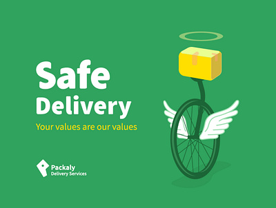 bicycle delivery services art box branding delivery delivery app design flat illustrator minimal safe vector web