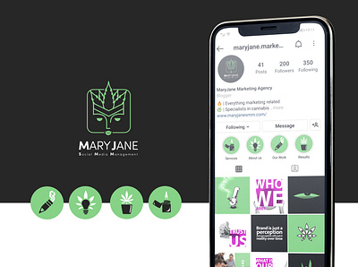 Cannabis Social Media Design branding cannabis conceptual flat illustrator instagram logo minimal