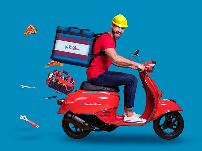 Delivery Handyman! banner branding delivery graphic design mockup pizza