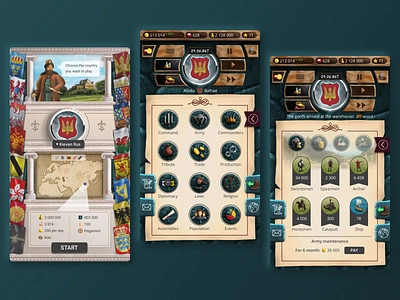 Middle ages game UI android android game design download figma game game design illustration kiev medieval playable product product design prototype ui ui artist ux