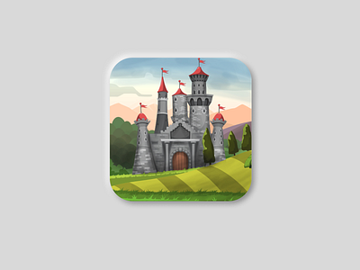 App icon app artwork castle cgart design game game design grass icon illustration landscape medieval