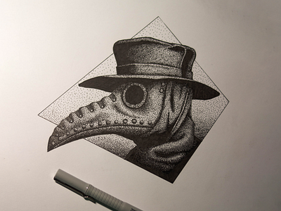 Plague doctor dotwork artist artwork dotwork illustration ink inking pen pen and ink