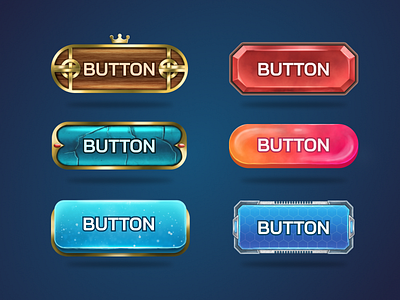 Stylized buttons artist artwork button buttons cgart design game game art game design gui illustration interface props ui