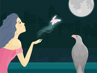 Magic moon character eagle illustration illustrator magic moon week challenge print vector