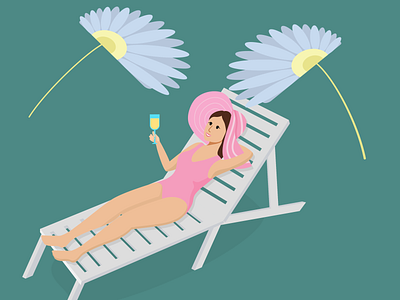 Girl on vacation beach character face fan girl illustration illustrator print vector