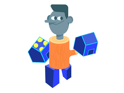 Fragmented character adobe illustrator design flat illustration