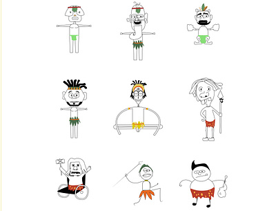 Cartoon Tribal Gang 9 adobe illustrator cartoon illustration native men tribal tribal gang