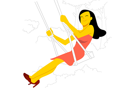 Girl on swing art characters female girl graphic illustration lady swing