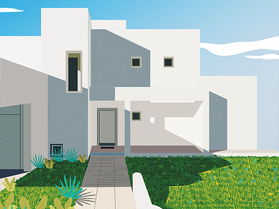 Villa architecture building flat graphic design house illustration landscape minimal urban vector villa