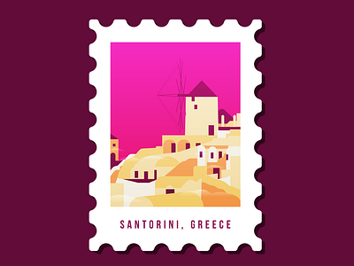 Stamp for Santorini, Greece