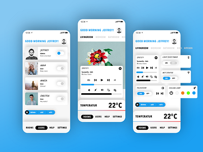 Smart Home App animation app invision invision studio light mode mobile neomorphism rotato smart home smarthome soft ui ui ux