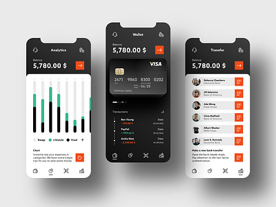 Banking app analytics app banking chart credit card flat design invision studio mobile money money transfer online banking transactions ui ux