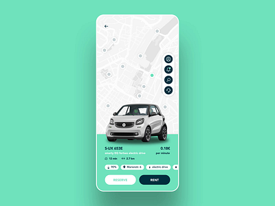 Car rental app after effects animation car car app car booking car rental car rental app car2go carsharing figma high fidelity map mobile prototype prototype animation rent smart ui user interface design ux