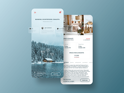 Booking app app booking chalet chalets countryside discover figma mobile nature travel traveling trips ui user experience design ux